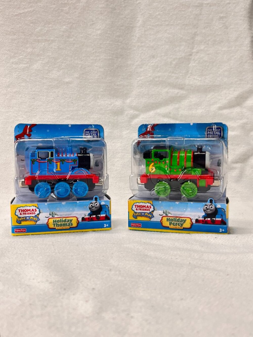 NEW [2] Thomas & Friends Take-N-Play HOLIDAY THOMAS + HOLIDAY PERCY Die-Cast